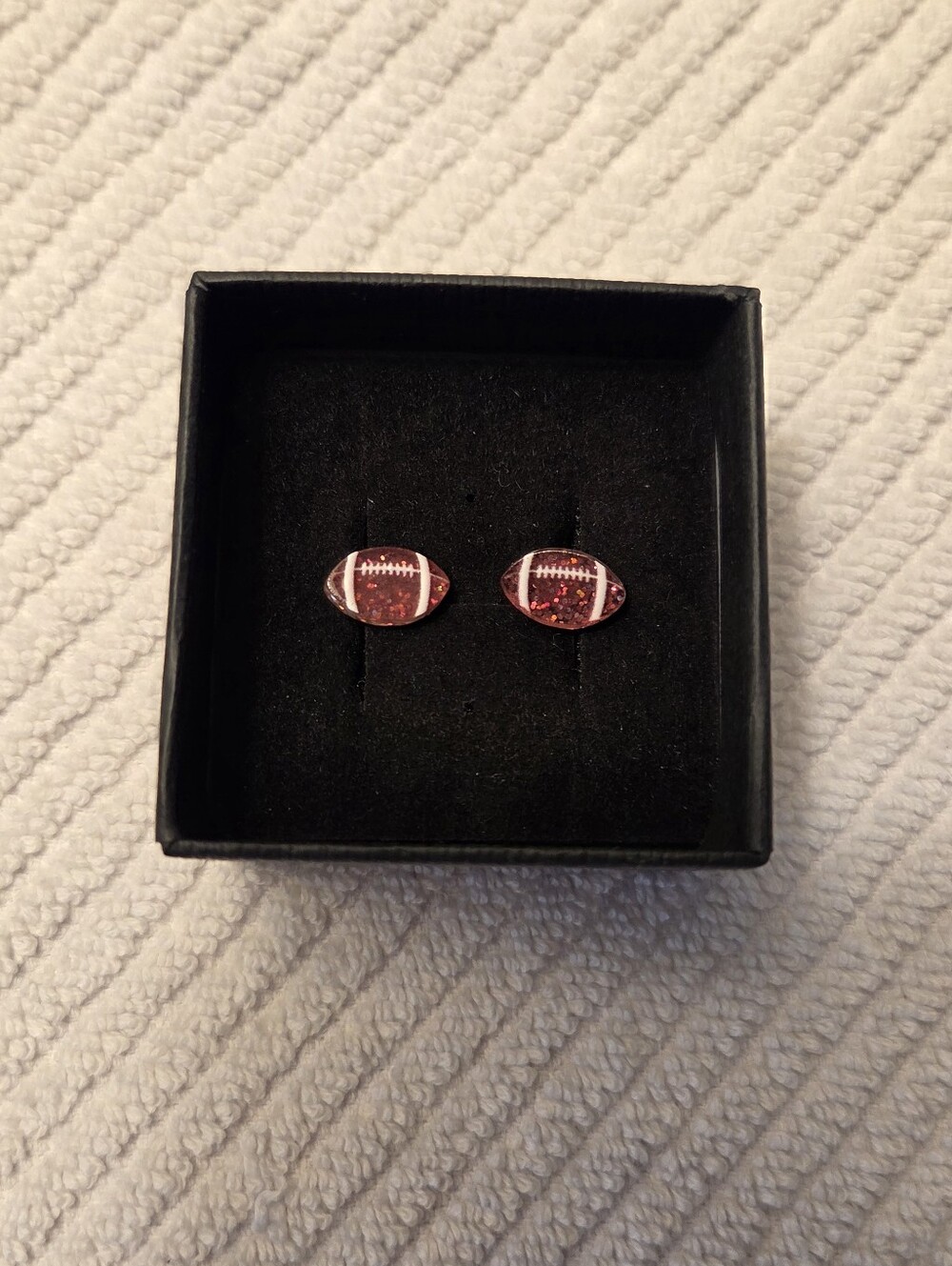 GLITTER SPARKLING FOOTBALL STUD EARRINGS
